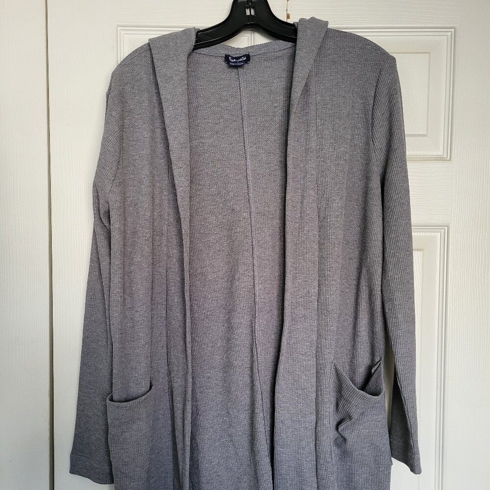 Splendid Light Gray Open Front Hoodie Cardigan